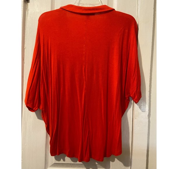 Boston proper wrap dolman collared red top sz Medium - Picture 6 of 10